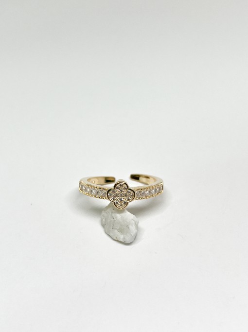 ANILLO AJUSTE TREBOL CIRCON DOBLE