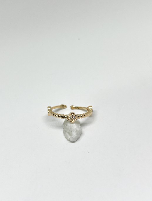 ANILLO AJUSTABLE TREBOL 3 CIRCONES BLANCO