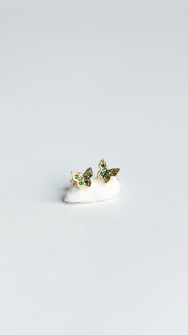 TOPO MARIPOSA PUNTAS CIRCON VERDE